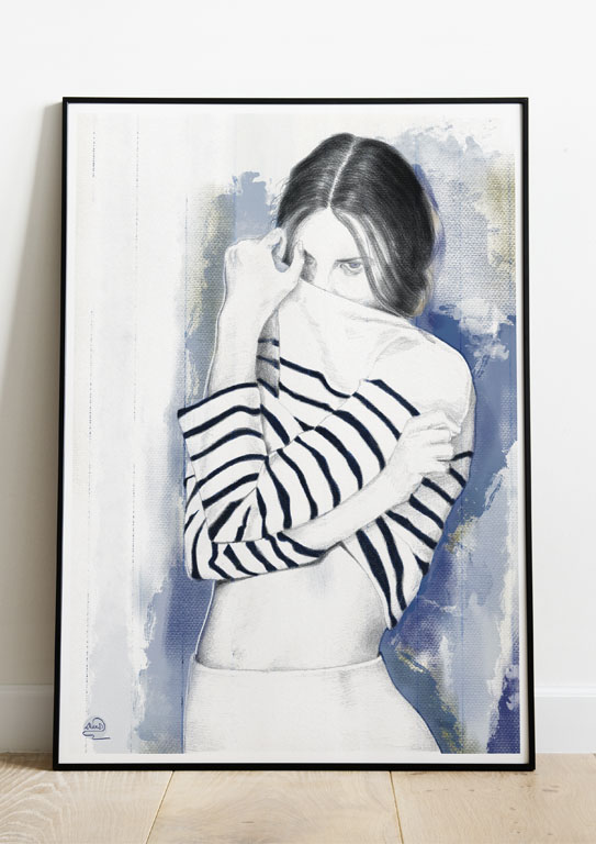 Bleu Affiche - Blanc et bleu