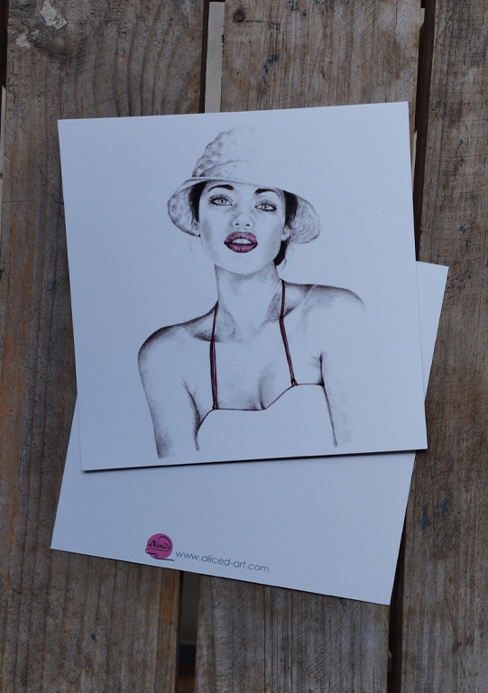 carte le bob dessin de femme avec un bob