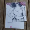 carte le grand chapeau dessin d'une femme avec un grand chapeau
