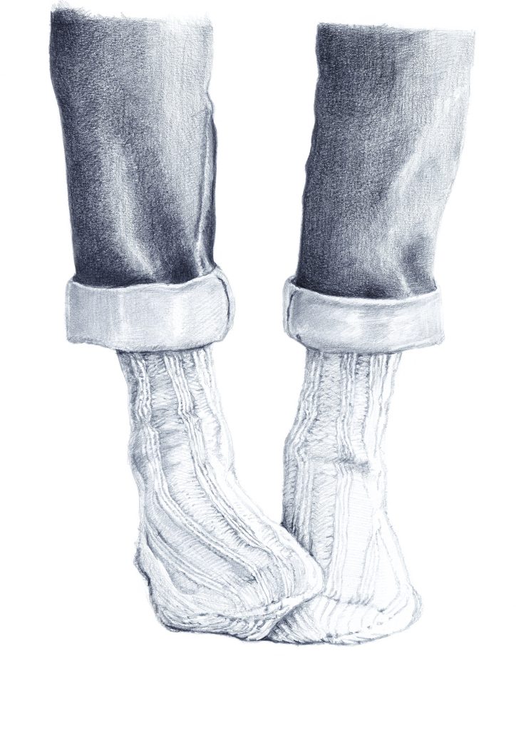 dessin réaliste de chaussettes en laine