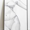 féminité courbes dessin noir et blanc de femme en maillot de bain