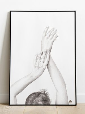 dessin de bras et mains de femme vue de dos