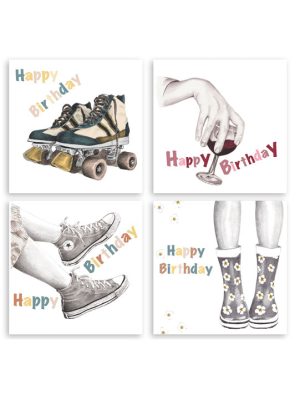 4 cartes anniversaire Cartes Happy Birthday