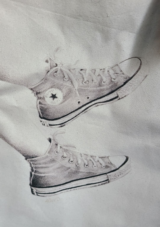 Tote Bag  imprimé  "En Converse"