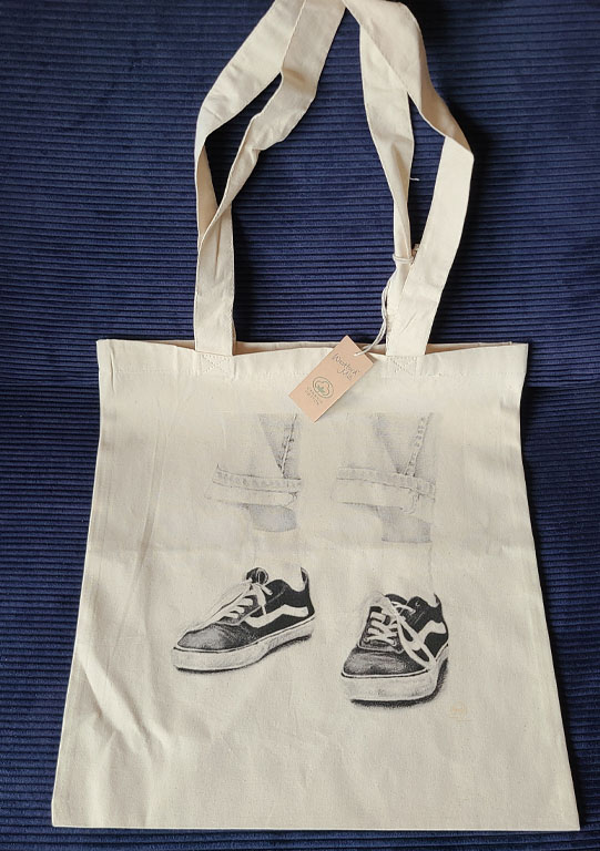 dessin vintage de Vans sur tote bag personnalisé