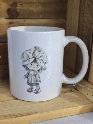 mug avec un dessin de charlotte aux fraises