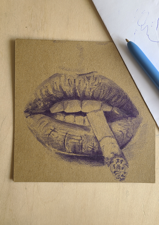 Dessin original au stylo bille - Une cigarette