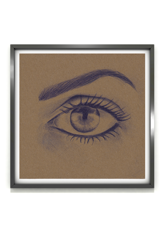 Dessin original au stylo bille - regard intense