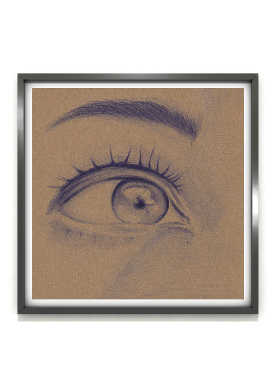 Dessin original au stylo bille - regard mystérieux