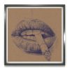 dessin au stylo bouche et cigarette dans cadre noir