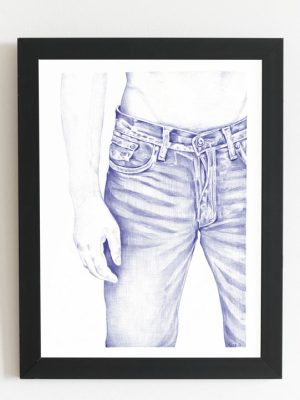 dessin au stylo d'un homme en jean