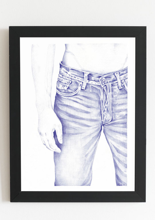 dessin au stylo d'un homme en jean