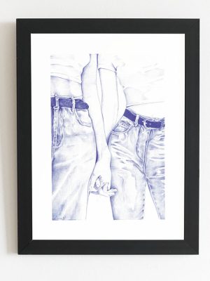 dessin au tylo bic représentant 2 femmes qui se tiennent la main