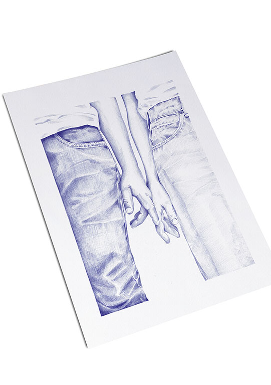 eux affiche affiche d'un couple en jean qui se donne la main