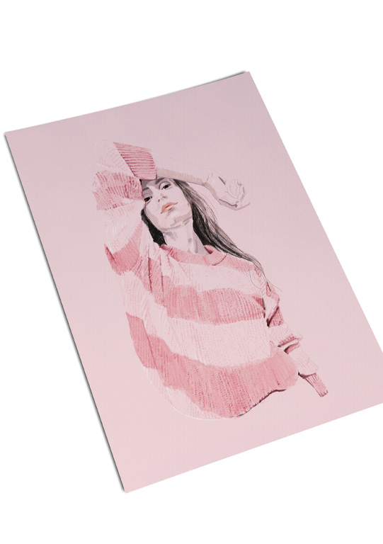 Digital art - Fashion style "rayures roses"