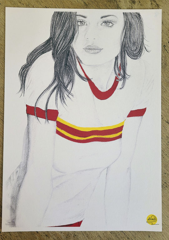 dessin de jeune femme style seventies