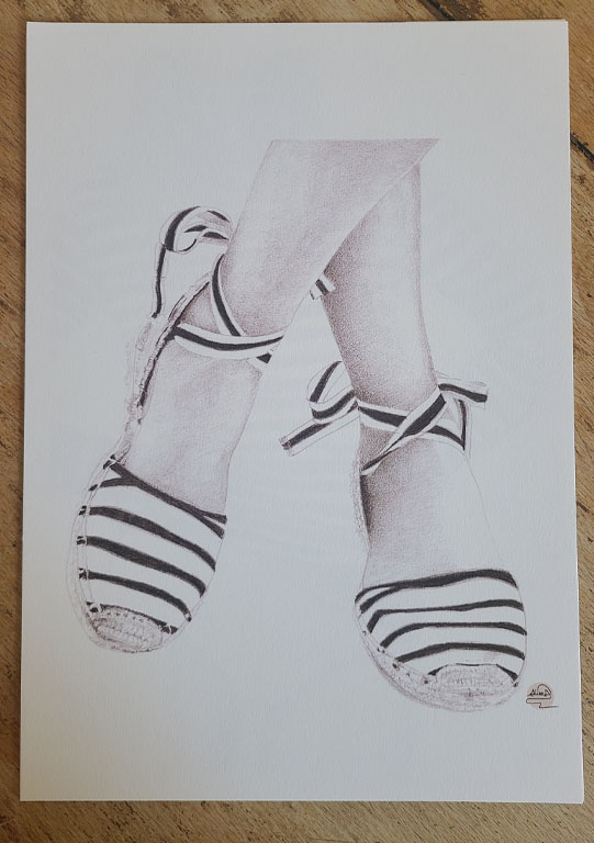 dessin d'espadrilles à rayures