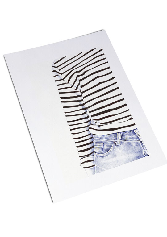 Affiche - Au stylo "en jean et rayures"