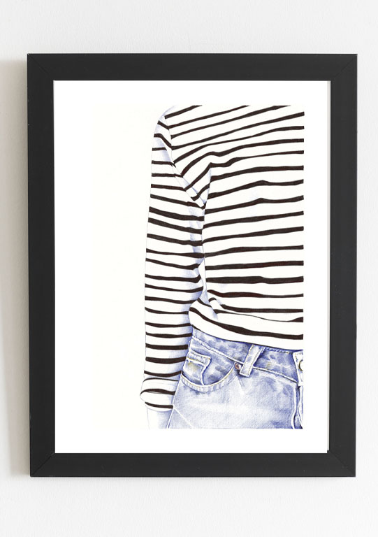 Affiche - Au stylo "en jean et rayures"